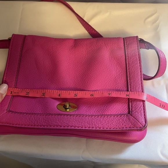J. CREW HANDBAG TILLARY PURSE NEON HOT PINK LEATHER CROSSBODY FLAP BAG  CLUTCH - Picture 11 of 16